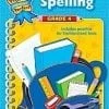 Blue spelling workbook with backpack and supplies