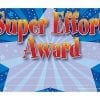 A blue star with the words " super effort award ".
