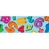 A blue banner with numbers and symbols on it.