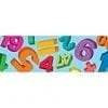 A blue banner with numbers and symbols on it.