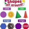 A poster of shapes with different colors and shapes.