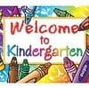 A welcome sign with crayons and the word " kindergarten ".