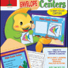 A book with pictures and instructions for making an envelope.